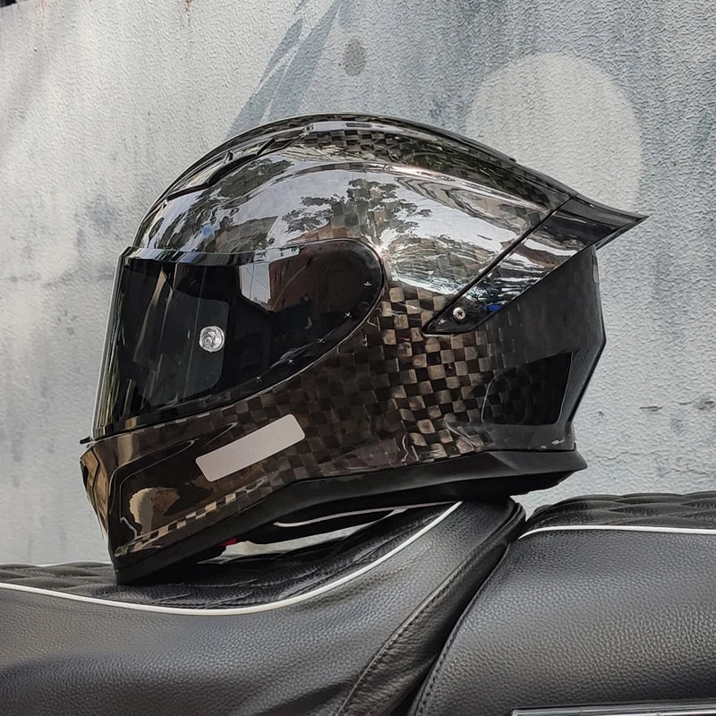 ORZ Carbon Fiber Motorcycle Helmet Four Seasons Full Face DOT Approved Unisex