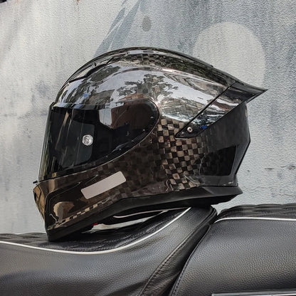 ORZ Carbon Fiber Motorcycle Helmet Four Seasons Full Face DOT Approved Unisex