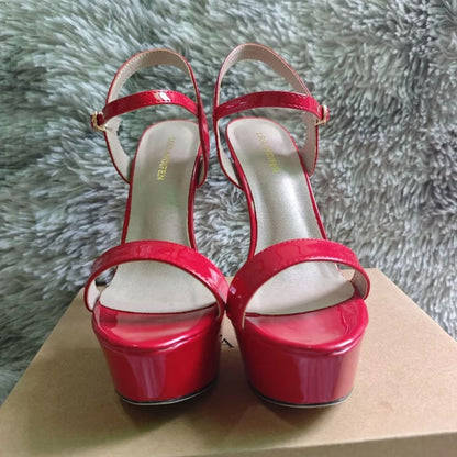 Women Peep Toes Sandals Stiletto Sexy Pumps Luxury Club 14cm Elegant Platform High Heels Nighclub Party Wedding Jazz Dance Shoes