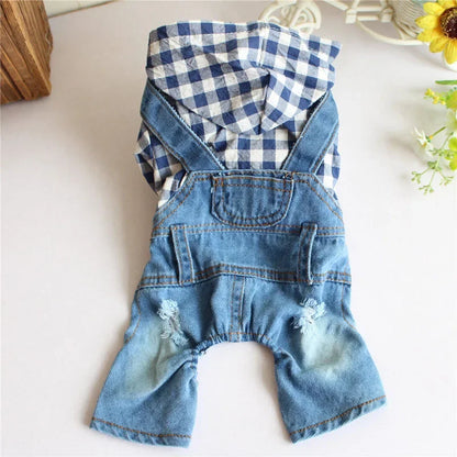 Dog Denim Overalls Puppy Jean Small Dog Costumes Pet Jean Jumpsuit Shirts Pants One-piece Outfits for Small medium Dogs