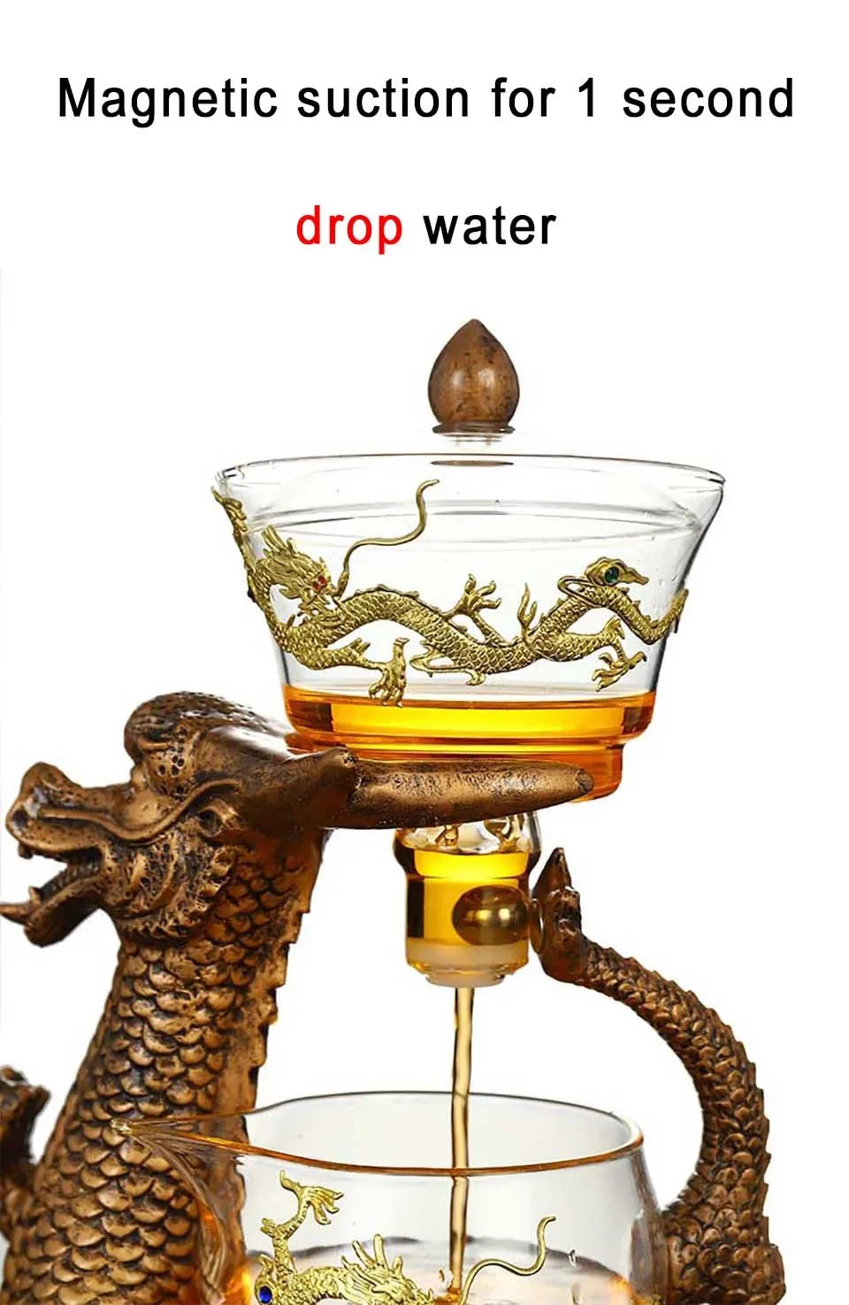 New Creative Dargon Teapot Full Automatic Glass Tea Set Pu'er Oolong Magnetic Suction Cup Teapot