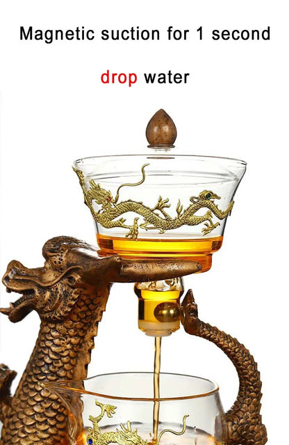 New Creative Dargon Teapot Full Automatic Glass Tea Set Pu'er Oolong Magnetic Suction Cup Teapot