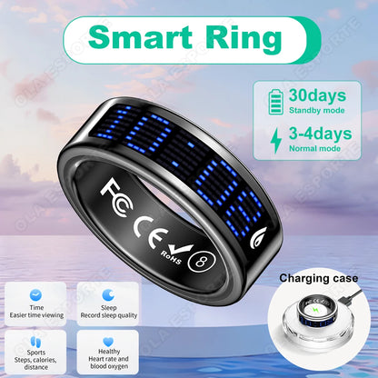 Display Screen Smart Ring Bluetooth Connection Heart Rate Sleep Monitoring Multi-function Ring Multiple Sports Modes Waterproof