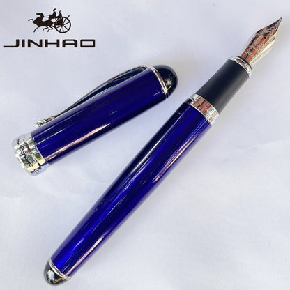 1 PCS Jinhao X750 Fountain Pen Set Medium Nib With Ink Converter Silver Trim Fancy gift calligraphy writing pen