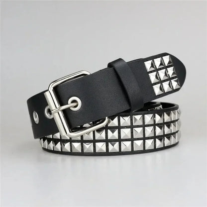 2025 New Square Bead Rivet Belt Metal Pyramid Belt Men and Women Punk Hardware Jeans Belt Y2K Belt Designer Belt Women's Belts