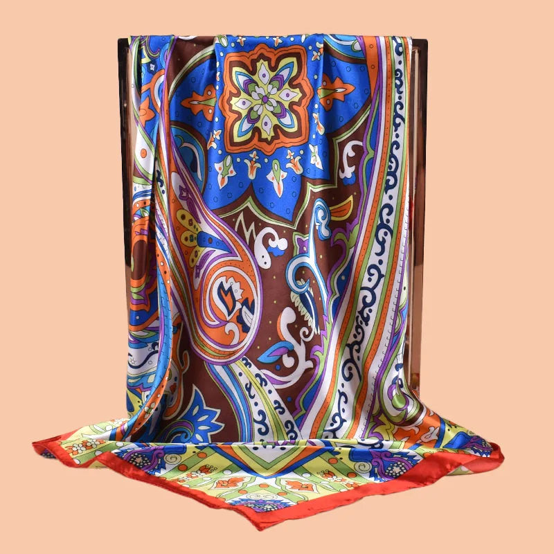 1PCS Ladies Multicolor Peacock Feather Pattern Large Tassel Shawl Fashionable Wrap Scarf for Travel Party Ladies Silk Scarf