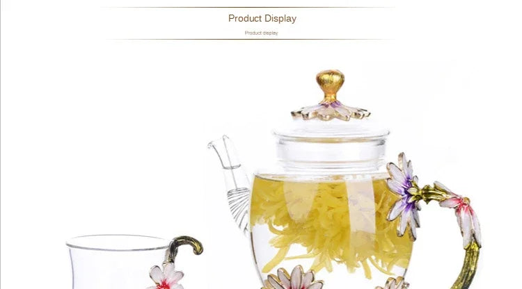 Hand-painted Enamel Color Tea Pot Heat-resistant Glass Single Teapot High-grade Flower Kungfu Water Pots Kettle