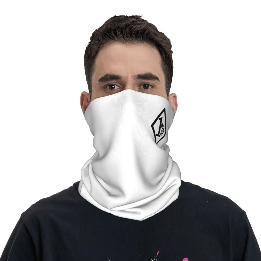 One Percenter 1% Bandana Neck Gaiter Printed Motorcycle Club Biker Mask Scarf Multifunctional Headwear Hiking for Men Women
