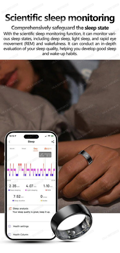 New ECG Smart Ring Men Women Bluetooth Blood Heart Rate Blood Oxygen Health Monitoring Multi Sports 5ATM Waterproof smartring
