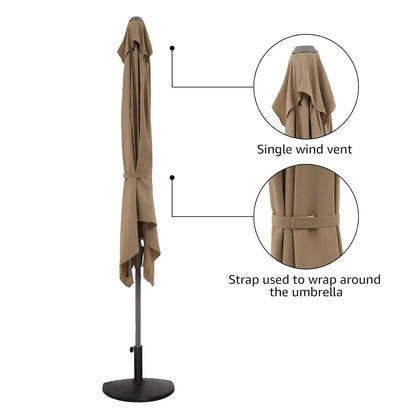 7.5’ by 4’ Half Rectangular Outdoor Patio Umbrella with Base Included, Perfect for Balcony, Garden, Deck, Customized