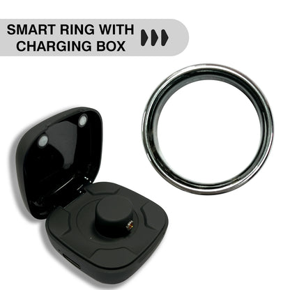 Smart Ring with Charging Case for Men Women, Health and Sleep Monitor, IP68 5ATM Waterproof, Multi-sport Mode