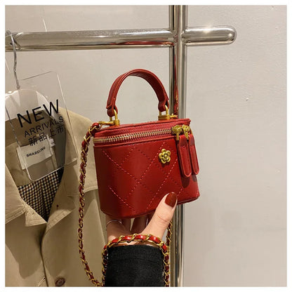 Small  Shoulder Bucket Bag For Women Classic Mini Clutches Female Small Square Bag Crossbody Metal Chain Handbag
