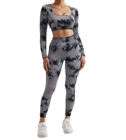 2PCS Yoga Suit Women Sports Set Quick-Drying Gym Set Tracksuit Running Workout Long Sleeve Sports Shirt Yoga Set Yoga Clothing