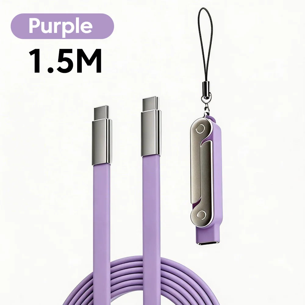 2-IN-1 Type-C Cable Foldable Mobile Phone Holder 240W Fast Charging Data Cable USB C TO USB C Phone Charge Bracket Dual PD cable
