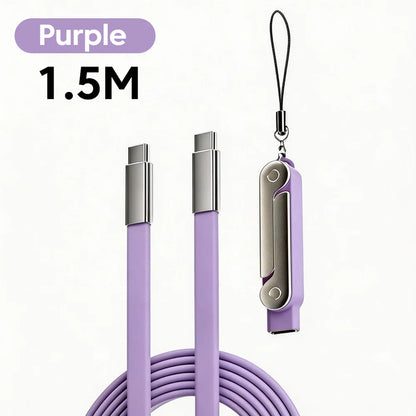 2-IN-1 Type-C Cable Foldable Mobile Phone Holder 240W Fast Charging Data Cable USB C TO USB C Phone Charge Bracket Dual PD cable