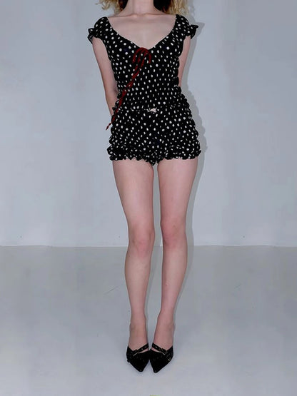 Women s 2-Piece Floral Print Loungewear Set with Off-Shoulder Ruffled Top and High-Waisted Smocked Shorts for Cozy Nights and
