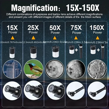 150x zoom HD night vision F30070 high power professional astronomical telescope to observe the moon with low tripod