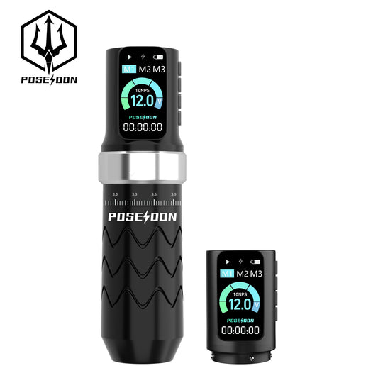 POSEIDON HM145 Tattoo Machine 2 Tattoo Power Supply Tattoo Pen Wirless Tattoo Gun With Powerful Custom Motor For  Tattoo Artist