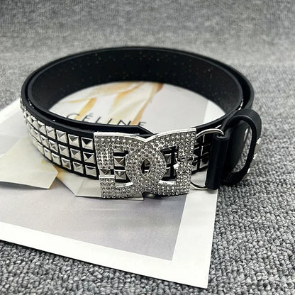 Gothic Punk Letter Rivet Belt Street Dance Style for Men And Women Casual Fashion Accessory Streetwear Hip Hop Waist Belt