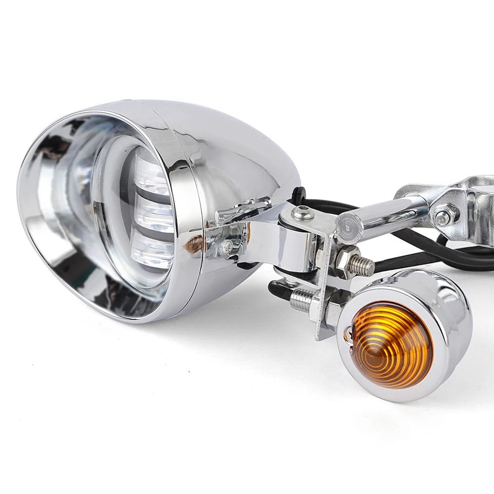 Motorcycle Driving Passing Fog Spot Light Turn Signal Lamp For Cruisers Choppers Cafe Racers Custom Honda Suzuki LED Fog Light