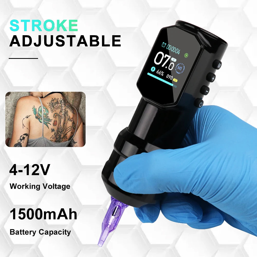 Large Color Screen Digital Display YILONG Wireless Tattoo Pen New Permanent Makeup Tattoo Machine with 1500MAH Power Tattoo Gun
