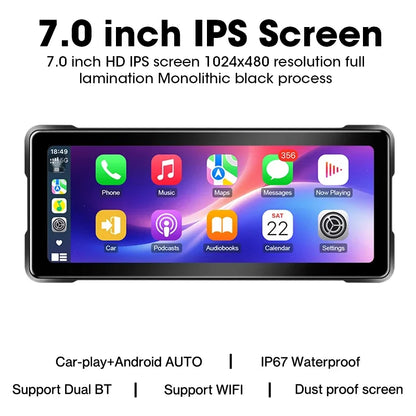 Jansite Portable 7/8.1 inch IP67 Waterproof Motorcycle 4K DVR GPS Navigation Wireless Carplay Android Auto Moto Recorder Monitor