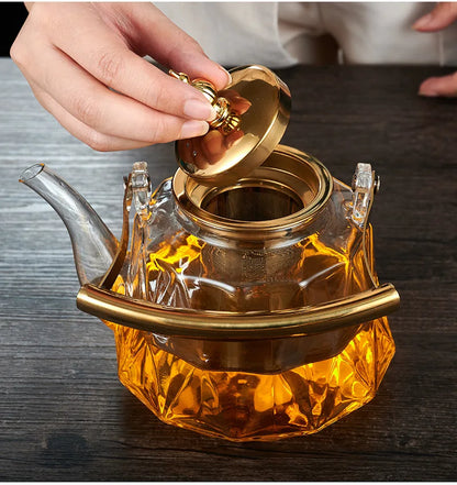Glass Beam Pot Flower Tea Pot Health Pot Heat Resistant Glass Teapot With Strainer Infuser Teapot to Boil Water Kettle Gaiwan