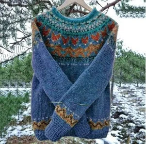 2025 Spring Knitted Women Sweater Print O-neck Long Sleeve Casual Loose Sweaters Female Winter Elegant Trendy Ladies Clothes