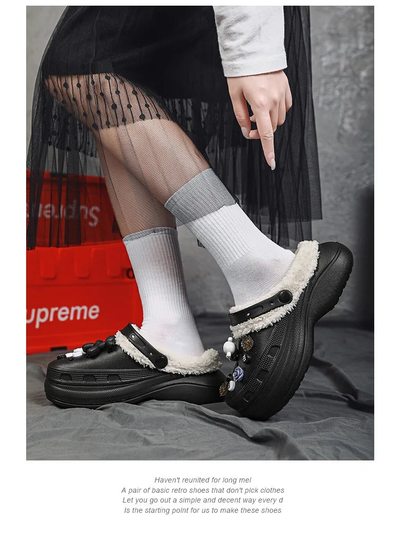 Cotton Fashion Clogs Slippers Women Hole Garden Shoes Water Shoes For Men Beach Sandals Soft Eva Bathroom Slides House Slides