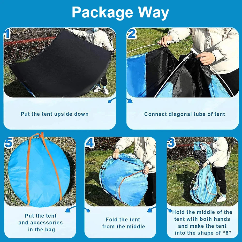 Outdoor Folding Tent Fully Automatic Quick Opening Tent, 1-2 Person Self Driving Camping Tent Cozy Rain Proof Sun Proof Portable