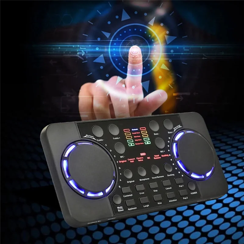 B16C-V300 Pro Sound Card Bluetooth-Compatible Audio Interface Mixer DJ Digital Effect Noise Reduction Console USB Record