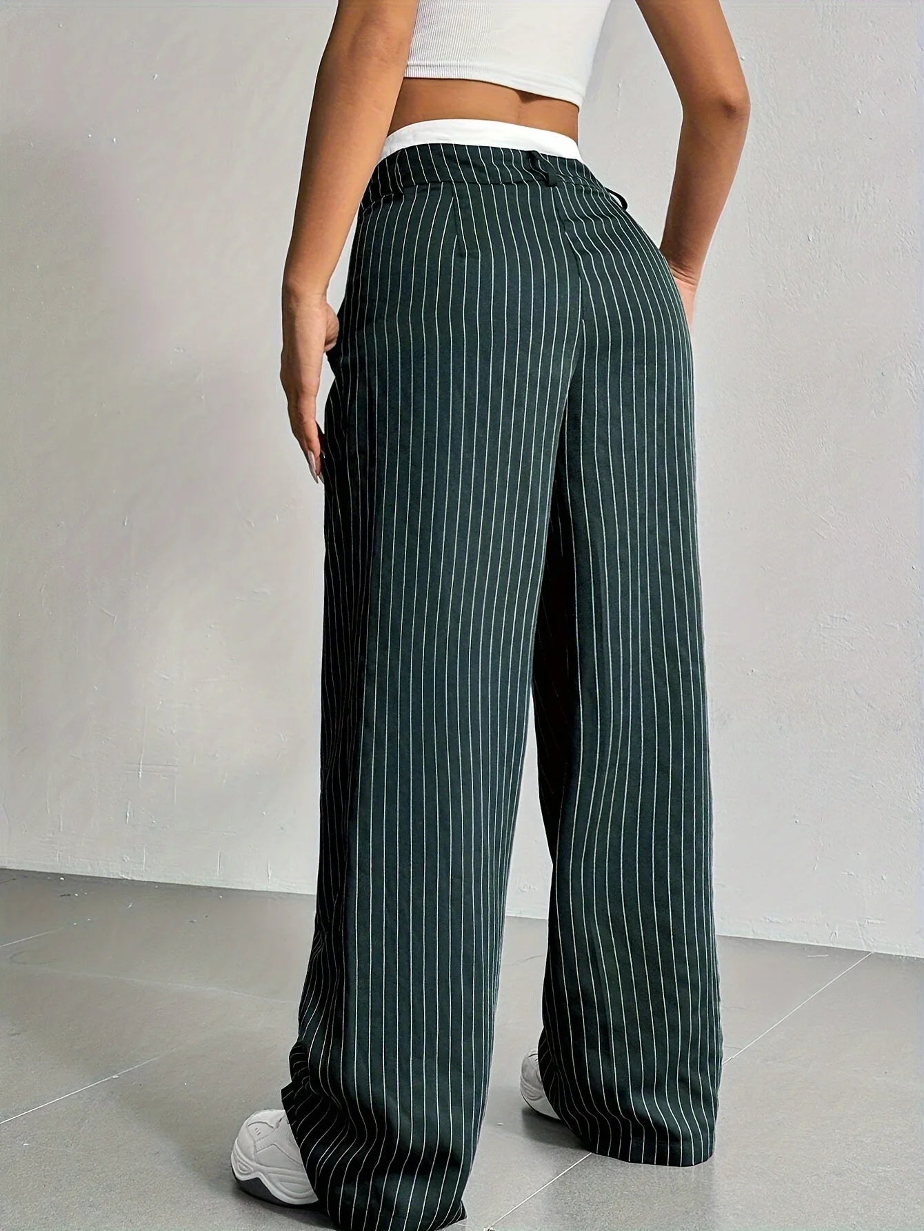 Fashion Pants Women's Stripe Straight Pants 2024 Autumn Winter High Waisted Casual Suit Pants Office Lady Women Trousers Bottoms