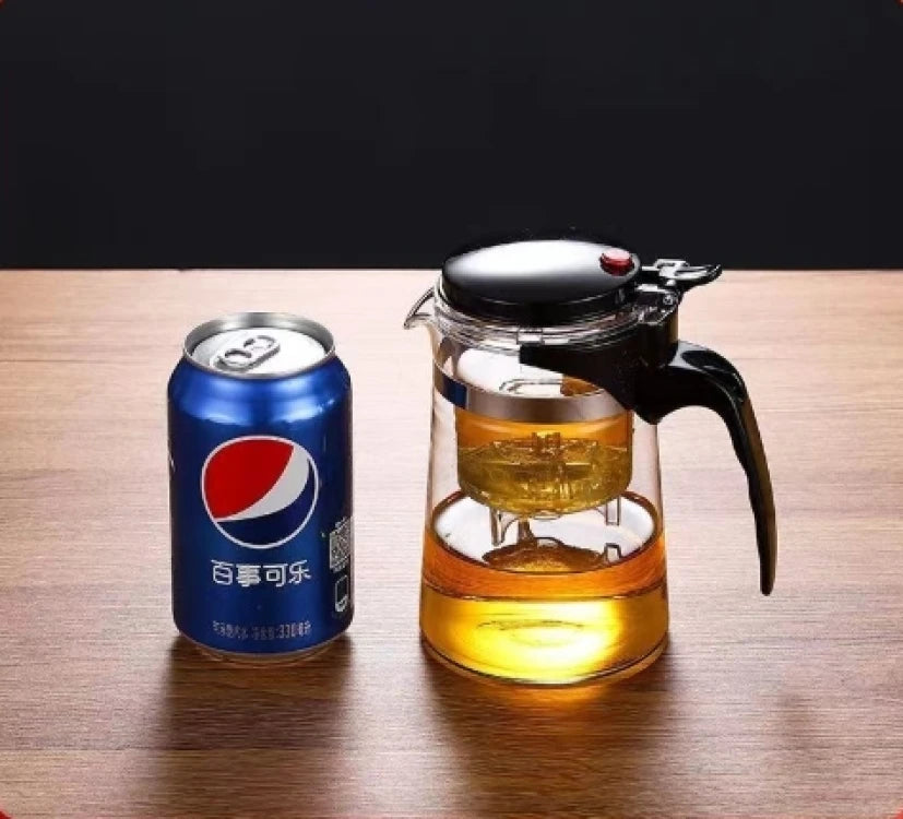 【Household Tea Infuser Kettle】Heat-Resistant Glass Tea Pot with Separator - for Loose Leaf Tea, Herbal Tea & Flower Tea