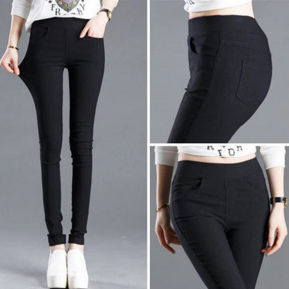 Fashion Women Solid Straight Pants Elegant Summer Elastic Stretch Skinny Legging Pencil Pant Casual Office Lady Chic Trousers