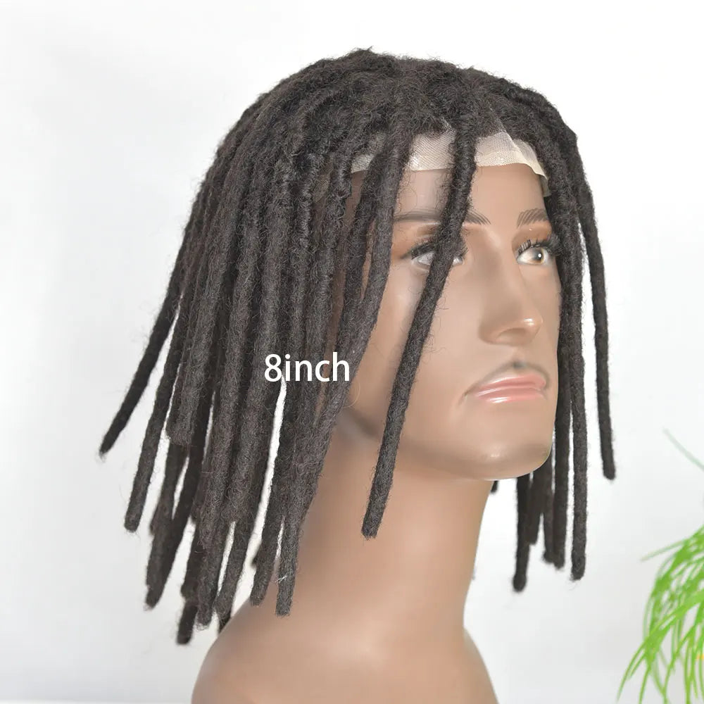 Human Hair Transparent Full Lace Base Afro Dreadlock Extensions Toupee For Men/Women 0.6cm Loc Extensions Human Hair Dreadlock1B