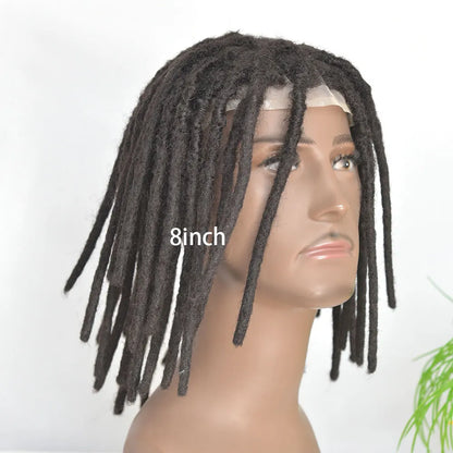 Human Hair Transparent Full Lace Base Afro Dreadlock Extensions Toupee For Men/Women 0.6cm Loc Extensions Human Hair Dreadlock1B