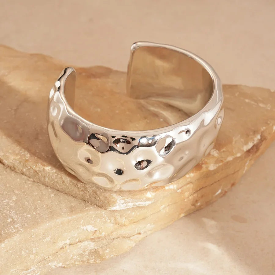 Punk Silver Color Acrylic Cuff Bracelet for Women Men Geometric Round Wide Bracelets Bangles Party Hand Accessories Gifts F