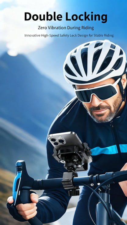 Motorcycle Riding Shock-Absorbing Phone Holder Adjustable Anti-Theft Quick Release Navigation Bracket with Mountain/Road Bicycle