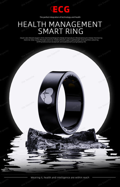 2025 New Smart Ring ECG Detection Blood Pressure,Heart Rate Ring,Body Temperature Monitor Waterproof GPS Tracking Men Women Ring