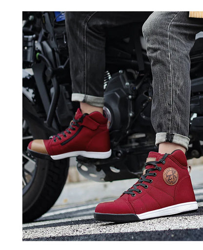 Motorcycle Shoes Men Riding Boots Casual Flat Shoes Anti-collision Toe Heel Protection Outdoor Cycling Motobike Sports Sneakers