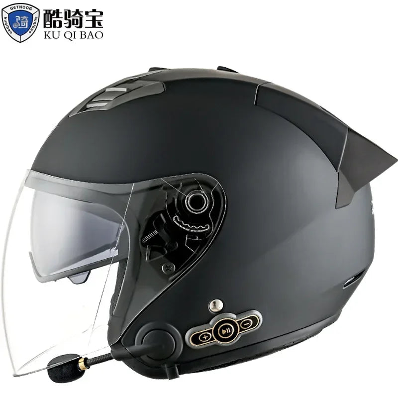 HOT DOT Approved Open Face 3/4 Motorcycle Helmet with Build-In Bluetooth Headset Earphone and Detachable Liner for honda