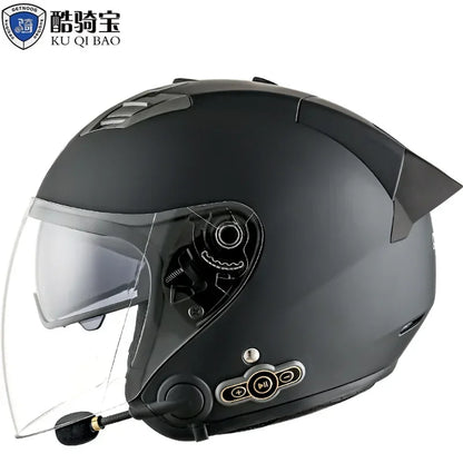 HOT DOT Approved Open Face 3/4 Motorcycle Helmet with Build-In Bluetooth Headset Earphone and Detachable Liner for honda