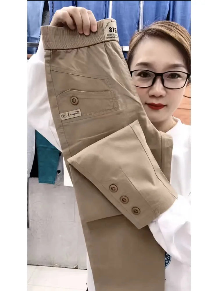 Women Cotton Linen Harun Pants Summer Loose New 2023 Ladies High Waist Versatile Thin Slim Casual Pants Female Nine-Point Pants