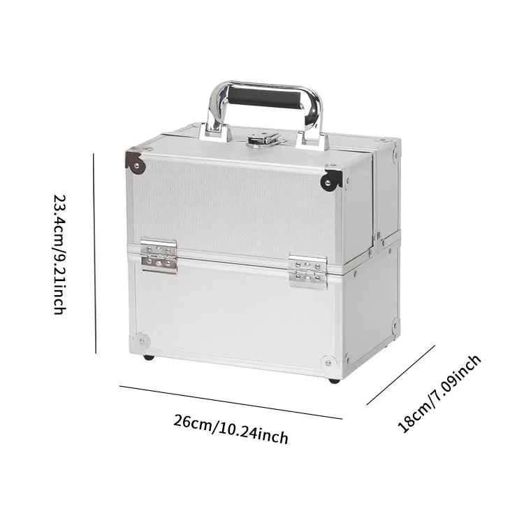 Large Capacity Three-Layer Aluminum Alloy Makeup Artist Tool Box Tattoo Cosmetics Nail Art Storage Box Beauty Pure Color Metal S