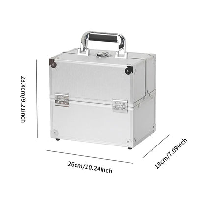 Large Capacity Three-Layer Aluminum Alloy Makeup Artist Tool Box Tattoo Cosmetics Nail Art Storage Box Beauty Pure Color Metal S