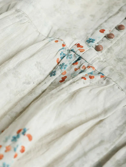 Summer Dress Women 2025 Long Print Elegant Clothing Vintage Elastic Waist Korean Beach Style V-Neck Fashion Robe Ropa De Mujer
