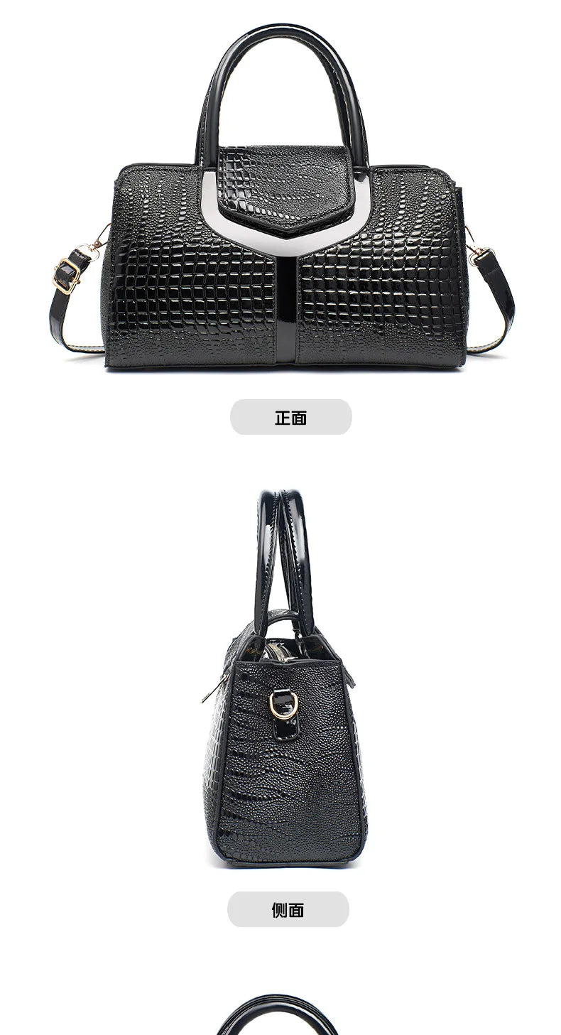 Fashion Crocodile Pattern Women's Handbag Large Capacity Classic Shoulder Bag Casual Crossbody Bag Urban Commuting Tote Bag