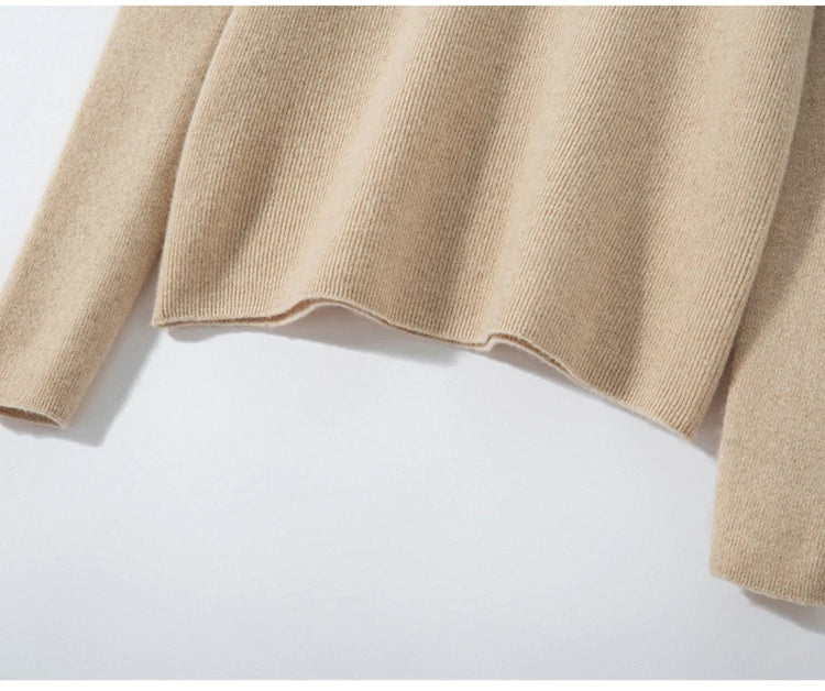 100% cashmere sweater women's knitted pullover sweater high neck solid color slim fit soft cashmere basic women's sweater