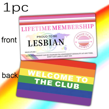 Gay Pride Lifetime Membership Cards Decorative PVC Non Sticker High End Golden Rainbow, PVC Material for LGBT Community Gift