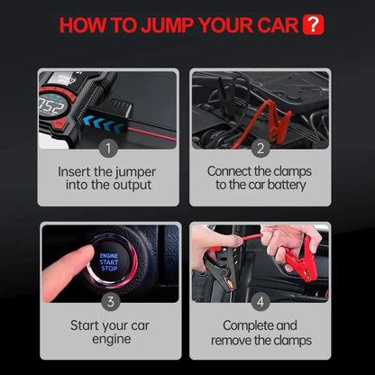 Car Jump Starter Air Compressor With Power Bank Portable Electric Pump Auto Battery Booster 12V Jump Box With Flashlight